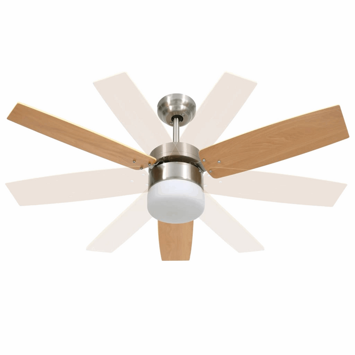 Modern Light Brown Ceiling Fan with Remote Control, 3-Speed Settings, and Built-in Light - 108cm Diameter - Premium  from Home Treasures - Just £156.99! Shop now at Home Treasures