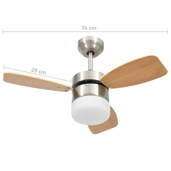 Stylish Ceiling Fan with Light and Remote Control - 76 cm Light Brown | Energy-Efficient & Modern Design - Premium  from Home Treasures - Just £142.99! Shop now at Home Treasures