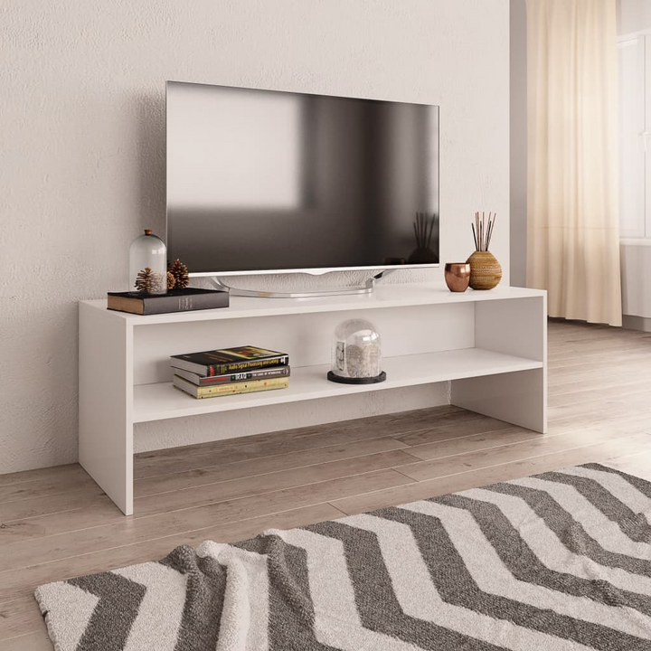 TV Cabinet in White - Elegant & Sturdy Entertainment Center with Open Compartment - Premium  from Home Treasures - Just £58.99! Shop now at Home Treasures