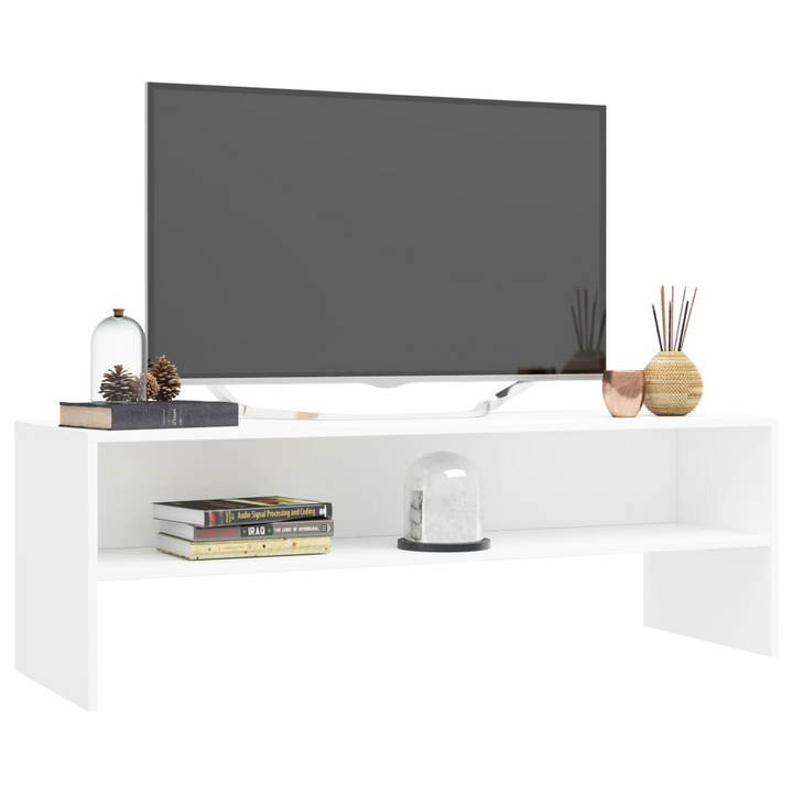 TV Cabinet in White - Elegant & Sturdy Entertainment Center with Open Compartment - Premium  from Home Treasures - Just £58.99! Shop now at Home Treasures