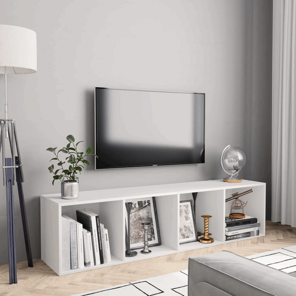 Stylish White Book Cabinet/TV Stand, 143 x 30 x 36cm - Multi-functional Storage Solution - Premium  from Home Treasures - Just £70.99! Shop now at Home Treasures