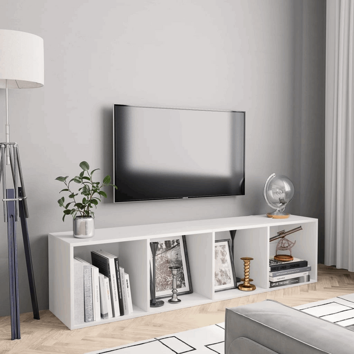 Stylish White Book Cabinet/TV Stand - Multi-functional Storage Solution (143 x 30 x 36cm) - Premium  from Home Treasures - Just £64.99! Shop now at Home Treasures