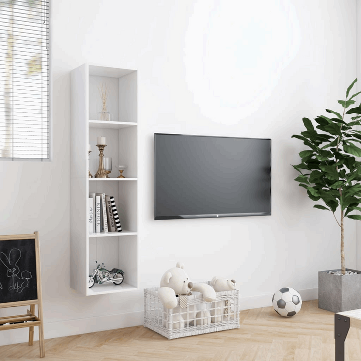 Stylish White Book Cabinet/TV Stand - Multi-functional Storage Solution (143 x 30 x 36cm) - Premium  from Home Treasures - Just £64.99! Shop now at Home Treasures