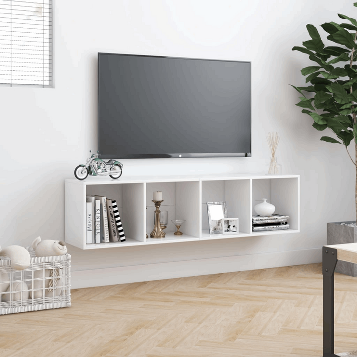 Stylish White Book Cabinet/TV Stand - Multi-functional Storage Solution (143 x 30 x 36cm) - Premium  from Home Treasures - Just £64.99! Shop now at Home Treasures