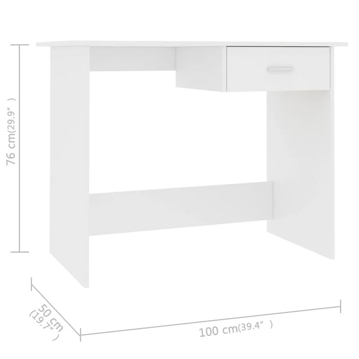 Sleek and Modern White Work Desk with Drawer - 100 x 50 x 76cm | Durable & Space-Saving Office Solution - Premium  from Home Treasures - Just £66.99! Shop now at Home Treasures