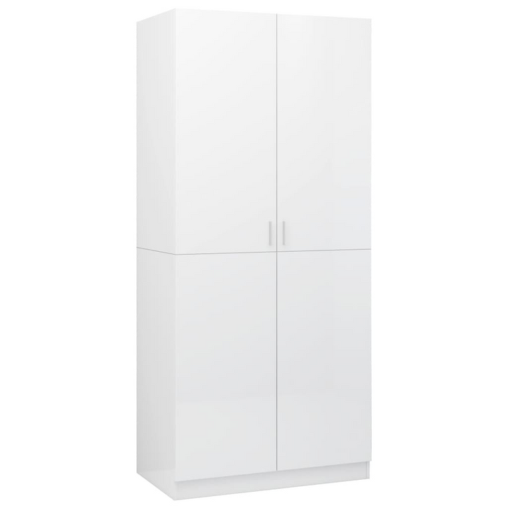 Modern High Gloss Two Door Wardrobe in White, 80 x 52 x 180 cm | Durable Storage Solution with Hanging Rod - Premium  from Home Treasures - Just £178.99! Shop now at Home Treasures