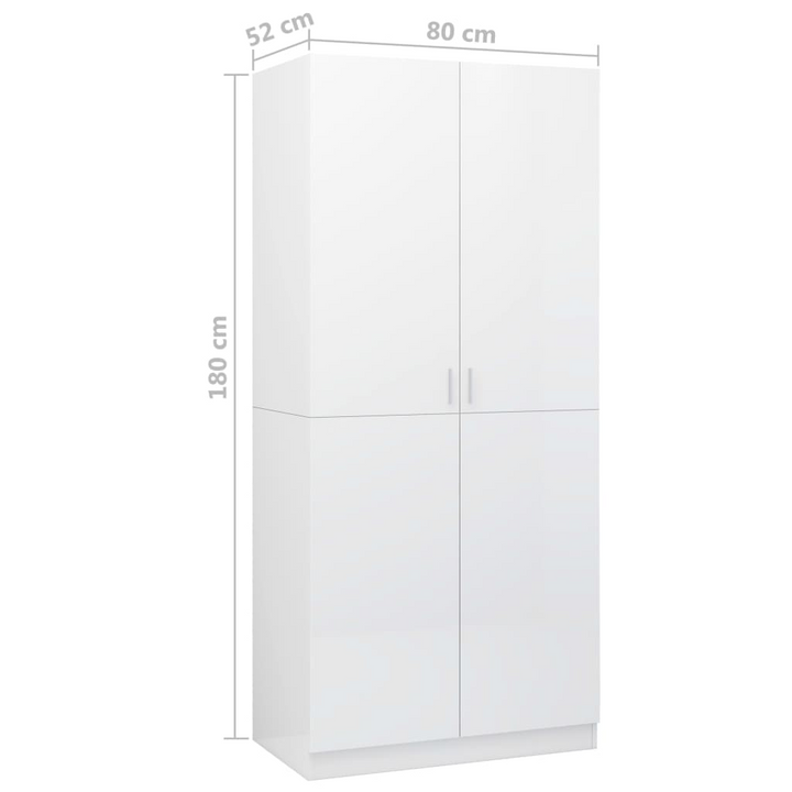 Modern High Gloss Two Door Wardrobe in White - 80 x 52 x 180 cm | Durable Storage Solution with Hanging Rod - Premium  from Home Treasures - Just £184.99! Shop now at Home Treasures