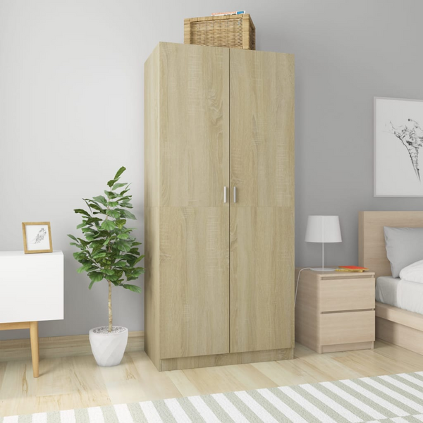 Stylish and Durable Two Door Wardrobe in Sonoma Oak Finish - 90 x 52 x 200 cm - Premium  from Home Treasures - Just £184.99! Shop now at Home Treasures