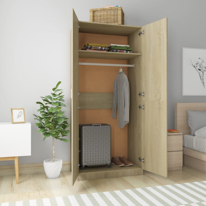 Stylish and Durable Two Door Wardrobe in Sonoma Oak Finish - 90 x 52 x 200 cm - Premium  from Home Treasures - Just £184.99! Shop now at Home Treasures