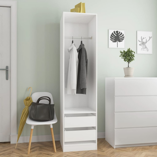 Stylish White Wardrobe with Drawers - 50x50x200 cm | Durable Engineered Wood - Premium  from Home Treasures - Just £153.99! Shop now at Home Treasures