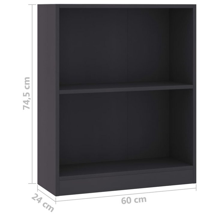 Stylish Grey Bookshelf - 2-Layer Design, 60 x 24 x 74.5 cm - Durable & Versatile Storage Solution for Home & Office - Premium  from Home Treasures - Just £45.99! Shop now at Home Treasures