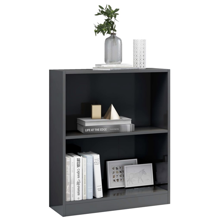 Stylish High Gloss Grey Bookshelf - 60 x 24 x 74.5cm | Modern & Durable Storage Solution - Premium  from Home Treasures - Just £49.99! Shop now at Home Treasures