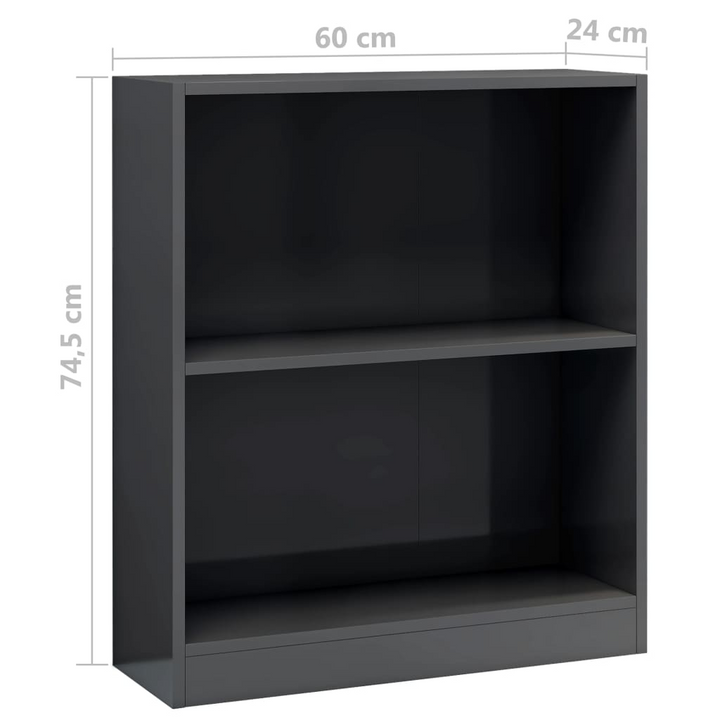 Stylish High Gloss Grey Bookshelf - 60 x 24 x 74.5cm | Modern & Durable Storage Solution - Premium  from Home Treasures - Just £49.99! Shop now at Home Treasures