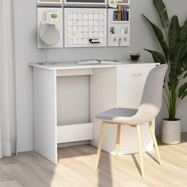 Modern White Work Desk - 100x50x76cm | Sleek & Durable Office Furniture with Storage Drawer & Door - Premium  from Home Treasures - Just £80.99! Shop now at Home Treasures