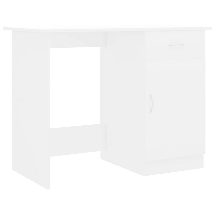 Modern White Work Desk - 100x50x76cm | Sleek & Durable Office Furniture with Storage Drawer & Door - Premium  from Home Treasures - Just £80.99! Shop now at Home Treasures