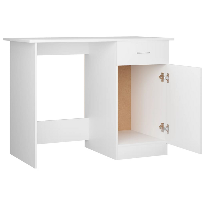 Modern White Work Desk - 100x50x76cm | Sleek & Durable Office Furniture with Storage Drawer & Door - Premium  from Home Treasures - Just £80.99! Shop now at Home Treasures