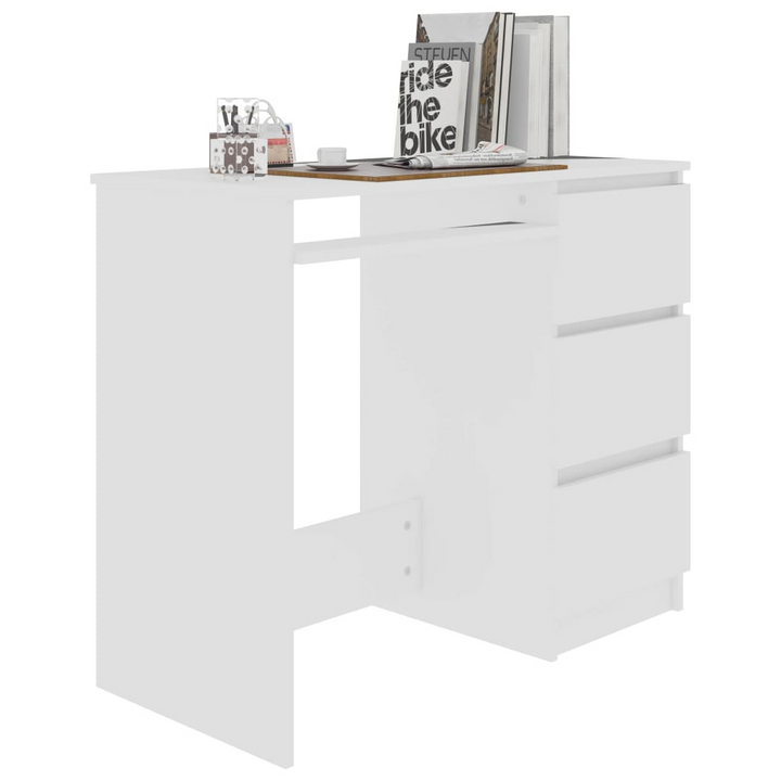 Compact White Work Desk with 3 Drawers - 90 x 45 x 76 cm | Durable Engineered Wood Office Desk for Home & Youth Rooms - Premium  from Home Treasures - Just £92.99! Shop now at Home Treasures