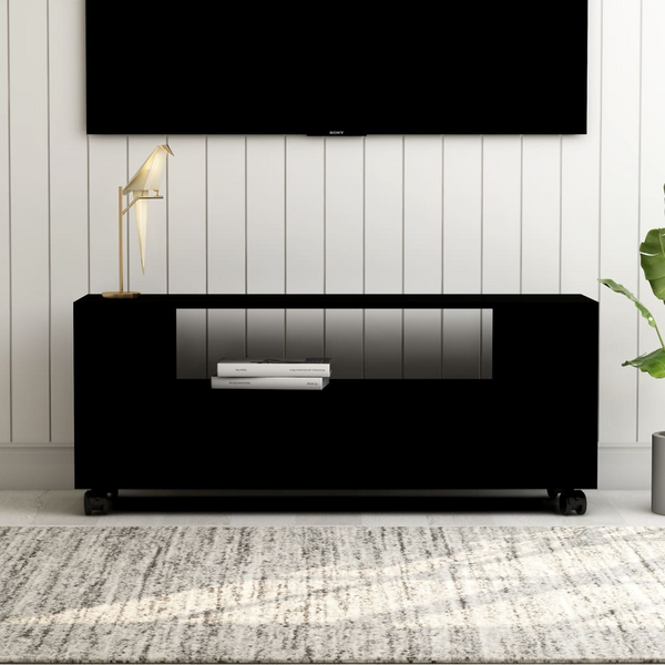 Modern Black TV Cabinet with Drawers & Shelves - Stylish Media Console for Contemporary Homes (120 x 35 x 48 cm) - Premium  from Home Treasures - Just £112.99! Shop now at Home Treasures