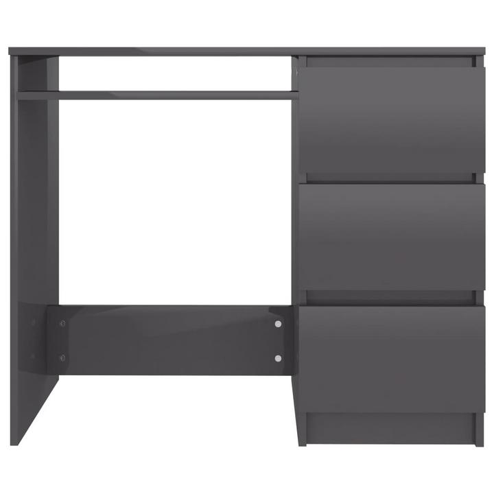 Sleek High Gloss Grey Work Desk - Compact 90x45x76cm with Storage Drawers - Perfect for Home Office or Student Room - Premium  from Home Treasures - Just £130.99! Shop now at Home Treasures