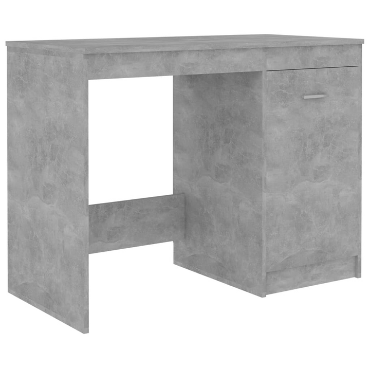 Sleek Modern Work Desk in Concrete Grey - 100x50x76cm | Durable Engineered Wood with Integrated Storage Cabinet - Premium  from Home Treasures - Just £76.99! Shop now at Home Treasures