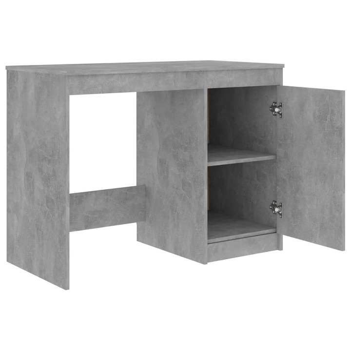 Sleek Modern Work Desk in Concrete Grey - 100x50x76cm | Durable Engineered Wood with Integrated Storage Cabinet - Premium  from Home Treasures - Just £76.99! Shop now at Home Treasures