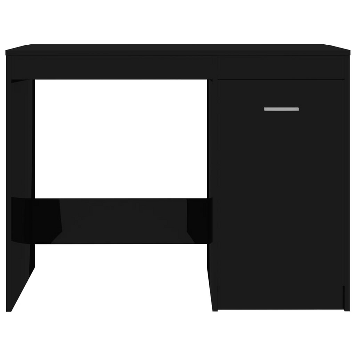 Modern High Gloss Black Work Desk - 100 x 50 x 76cm with Integrated Storage Cabinet - Premium  from Home Treasures - Just £128.99! Shop now at Home Treasures