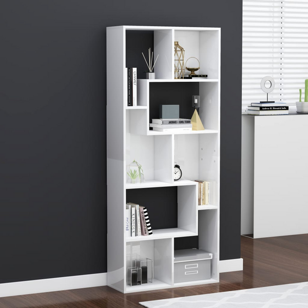 Elegant High Gloss White Book Cabinet 67x24x161 cm | Sturdy Engineered Wood Bookcase & Storage Solution - Premium  from Home Treasures - Just £68.99! Shop now at Home Treasures