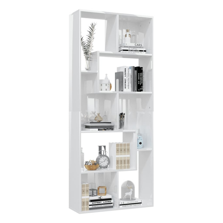 Elegant High Gloss White Book Cabinet 67x24x161 cm | Sturdy Engineered Wood Bookcase & Storage Solution - Premium  from Home Treasures - Just £68.99! Shop now at Home Treasures