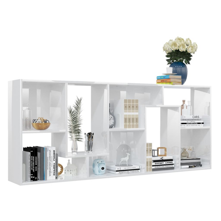 Elegant High Gloss White Book Cabinet 67x24x161 cm | Sturdy Engineered Wood Bookcase & Storage Solution - Premium  from Home Treasures - Just £68.99! Shop now at Home Treasures