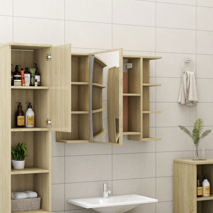 Sonoma Oak Bathroom Mirror Cabinet - Stylish & Functional Storage Solution | 80 x 20.5 x 64 cm - Premium Furniture from Home Treasures - Just £73.99! Shop now at Home Treasures