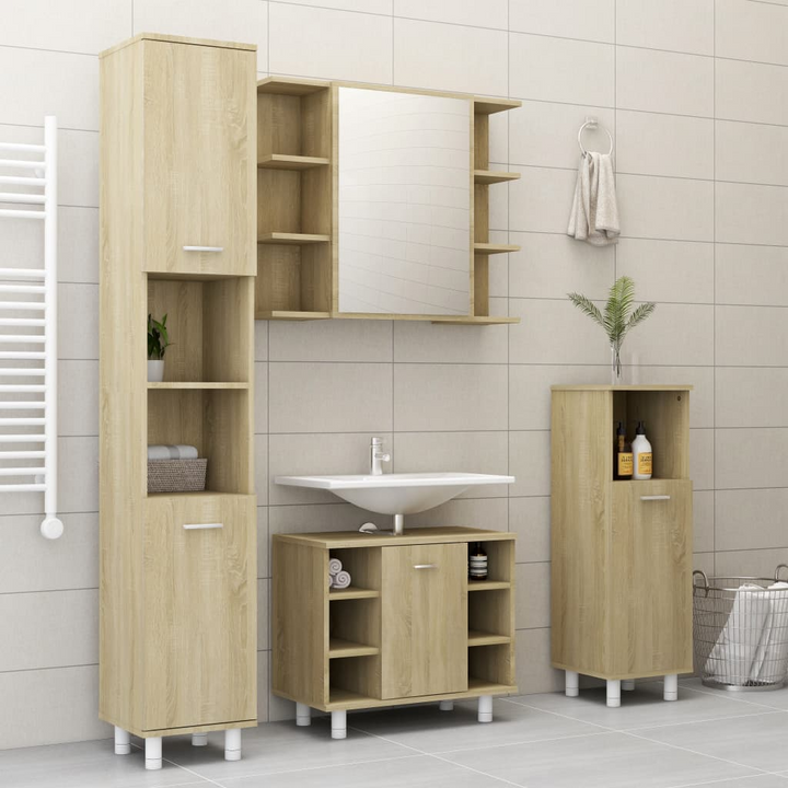 Sonoma Oak Bathroom Mirror Cabinet - Stylish & Functional Storage Solution | 80 x 20.5 x 64 cm - Premium Furniture from Home Treasures - Just £73.99! Shop now at Home Treasures