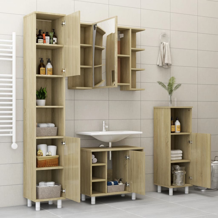 Sonoma Oak Bathroom Mirror Cabinet - Stylish & Functional Storage Solution | 80 x 20.5 x 64 cm - Premium Furniture from Home Treasures - Just £73.99! Shop now at Home Treasures