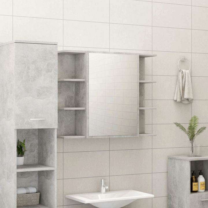 Modern Bathroom Mirror Cabinet in Concrete Grey - 80 x 20.5 x 64cm | Stylish Storage Solution - Premium  from Home Treasures - Just £81.99! Shop now at Home Treasures