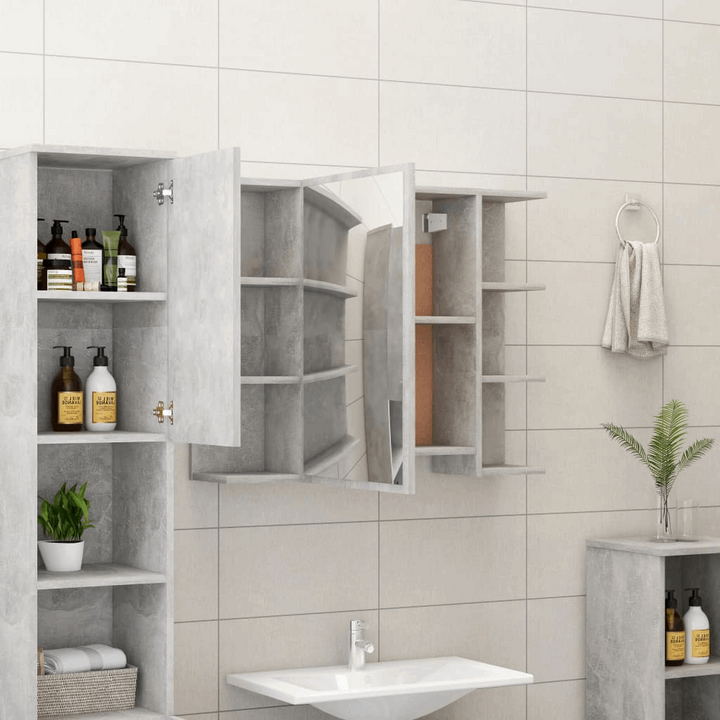 Modern Bathroom Mirror Cabinet in Concrete Grey - 80 x 20.5 x 64cm | Stylish Storage Solution - Premium  from Home Treasures - Just £81.99! Shop now at Home Treasures