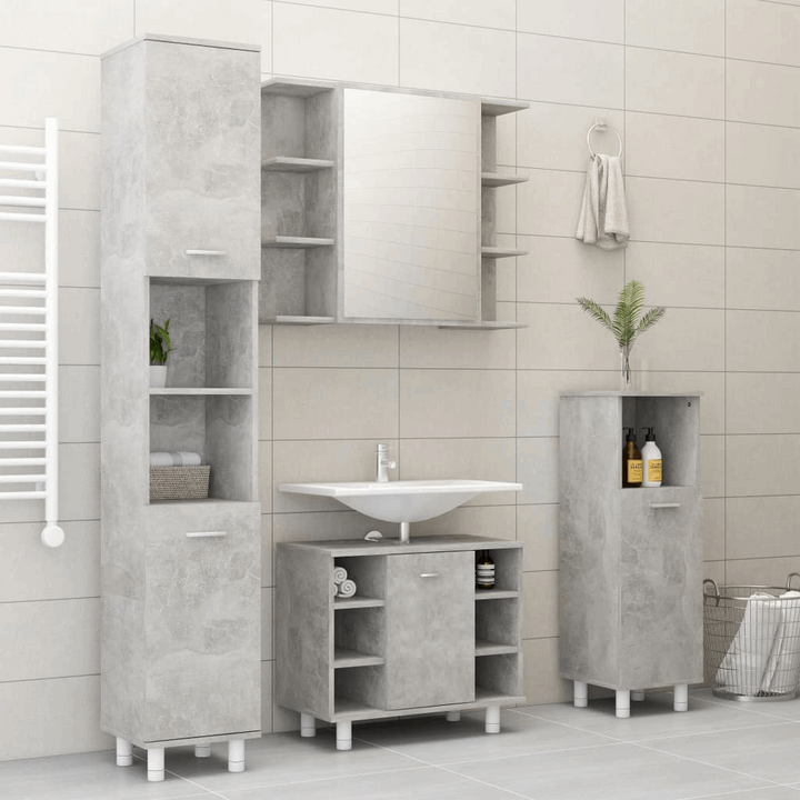 Modern Bathroom Mirror Cabinet in Concrete Grey - 80 x 20.5 x 64cm | Stylish Storage Solution - Premium  from Home Treasures - Just £81.99! Shop now at Home Treasures