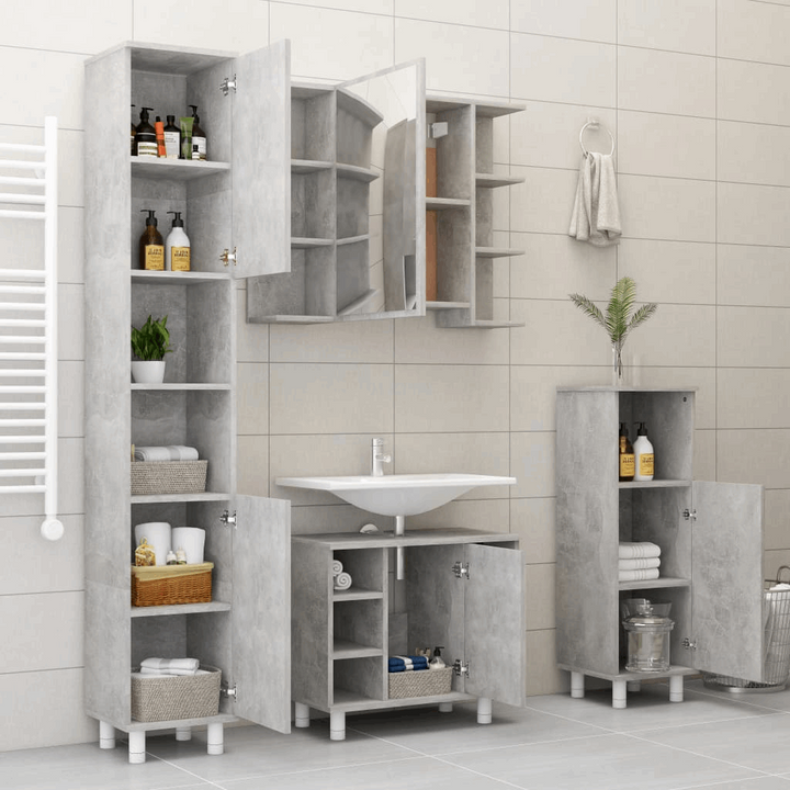 Modern Bathroom Mirror Cabinet in Concrete Grey - 80 x 20.5 x 64cm | Stylish Storage Solution - Premium  from Home Treasures - Just £81.99! Shop now at Home Treasures