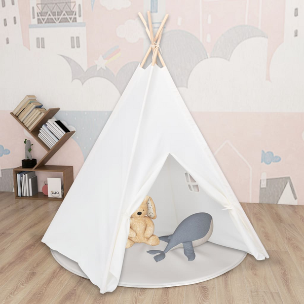 Children's Teepee Tent with Carry Bag - Durable Peach Skin Fabric, White, 120x120x150 cm - Premium  from Home Treasures - Just £43.99! Shop now at Home Treasures