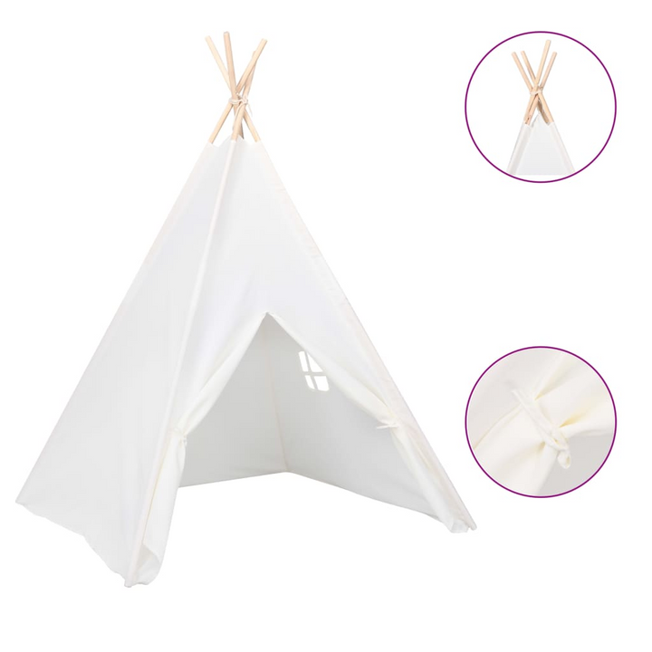 Children's Teepee Tent with Carry Bag - Durable Peach Skin Fabric, White, 120x120x150 cm - Premium  from Home Treasures - Just £43.99! Shop now at Home Treasures