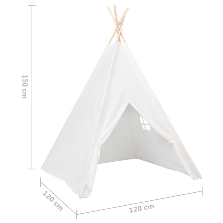 Children's Teepee Tent with Carry Bag - Durable Peach Skin Fabric, White, 120x120x150 cm - Premium  from Home Treasures - Just £43.99! Shop now at Home Treasures