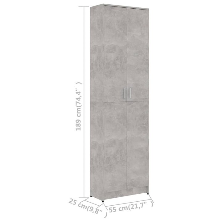 Modern Hallway Wardrobe - Concrete Grey, Space-Saving Design, 55 x 25 x 189 cm - Premium  from Home Treasures - Just £109.99! Shop now at Home Treasures