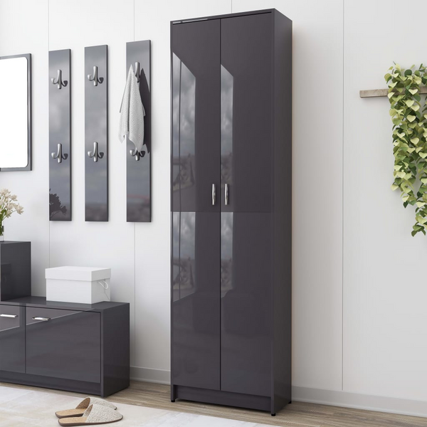 Stylish High Gloss Grey Hallway Wardrobe – 55 x 25 x 189cm - Ample Storage & Modern Design - Premium  from Home Treasures - Just £148.99! Shop now at Home Treasures