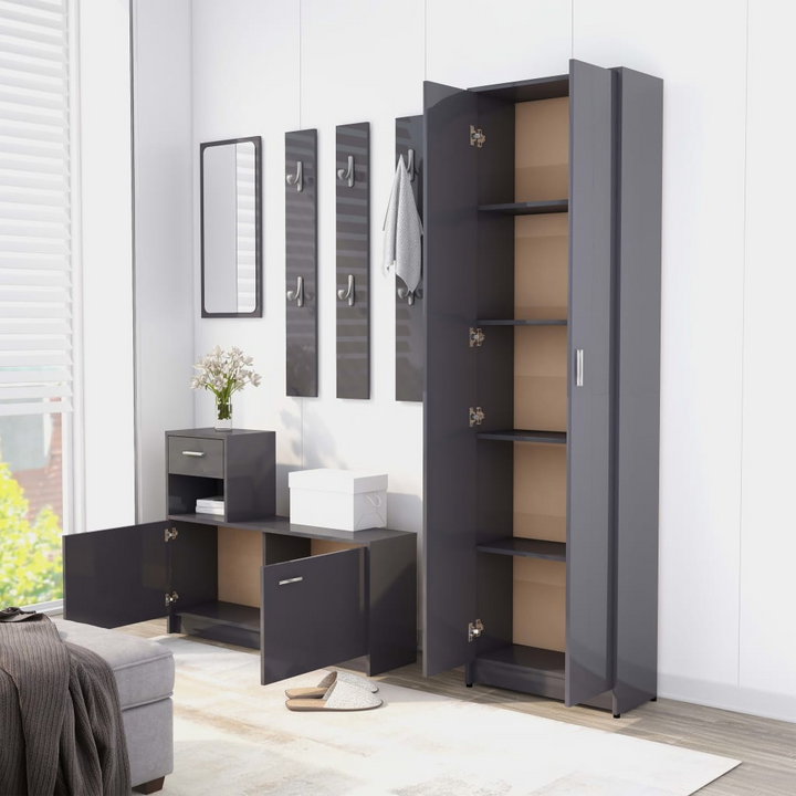 Stylish High Gloss Grey Hallway Wardrobe – 55 x 25 x 189cm - Ample Storage & Modern Design - Premium  from Home Treasures - Just £148.99! Shop now at Home Treasures