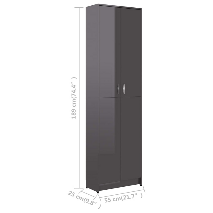 Stylish High Gloss Grey Hallway Wardrobe – 55 x 25 x 189cm - Ample Storage & Modern Design - Premium  from Home Treasures - Just £148.99! Shop now at Home Treasures