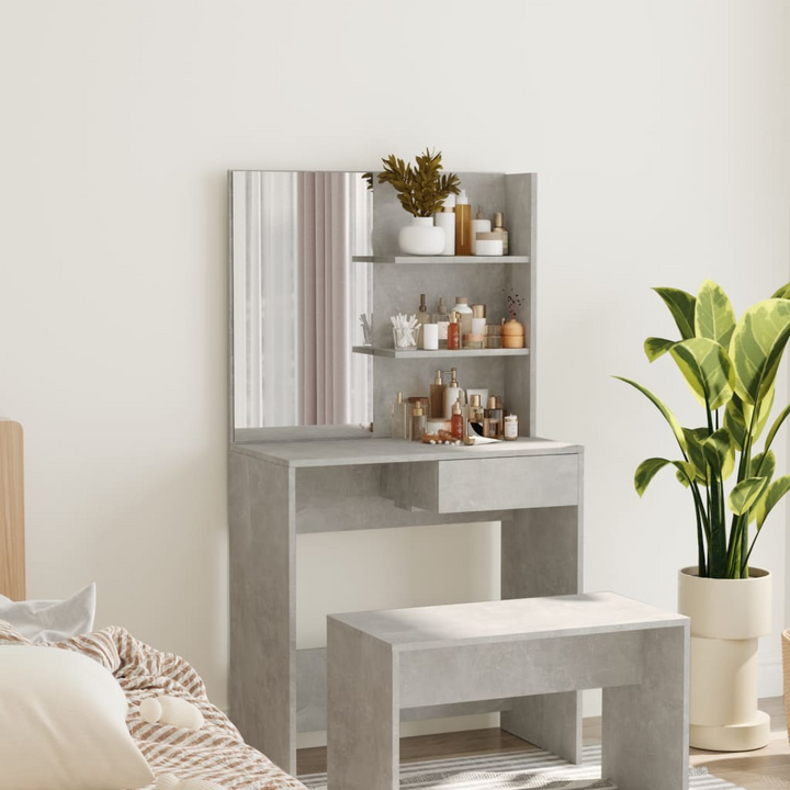 Dressing Table with Mirror Concrete Grey 74.5x40x141 cm - Premium  from Home Treasures - Just £71.99! Shop now at Home Treasures