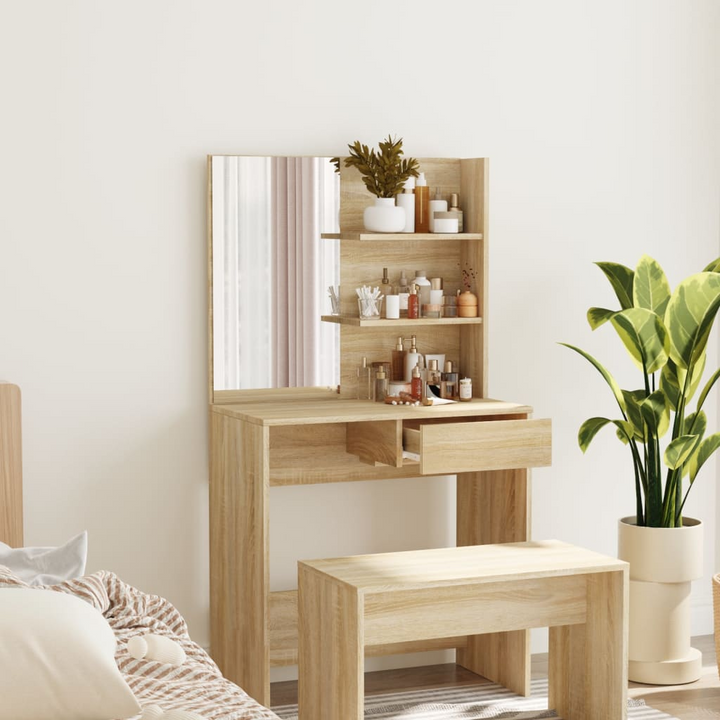 Sonoma Oak Dressing Table with Mirror - 74.5x40x141 cm | Modern Design with Ample Storage - Premium  from Home Treasures - Just £70.99! Shop now at Home Treasures