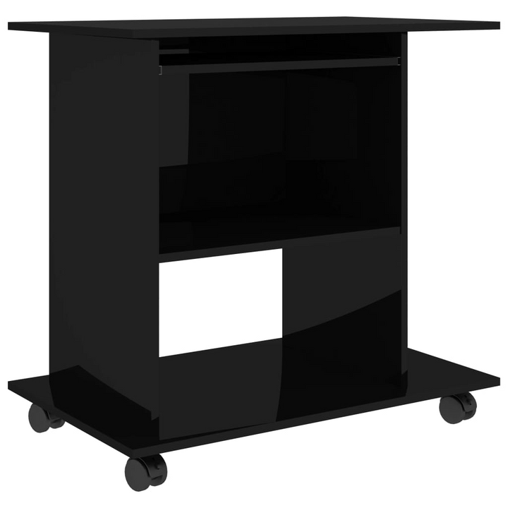 Compact High Gloss Black Work Desk with Storage Shelves - 80 x 50 x 75cm | Modern & Stylish Computer Table for Home Office - Premium  from Home Treasures - Just £67.99! Shop now at Home Treasures