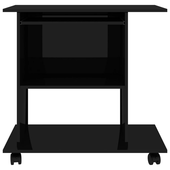 Compact High Gloss Black Work Desk with Storage Shelves - 80 x 50 x 75cm | Modern & Stylish Computer Table for Home Office - Premium  from Home Treasures - Just £67.99! Shop now at Home Treasures