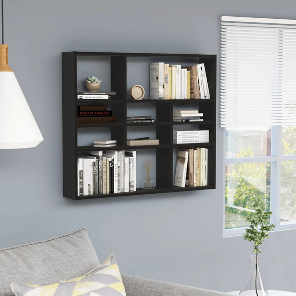 Wall Shelf 90x16x78 cm Black Engineered Wood – Stylish & Durable Display Solution - Premium  from Home Treasures - Just £45.99! Shop now at Home Treasures