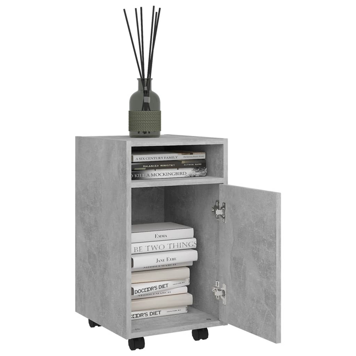 Modern Concrete Grey Side Cabinet with Wheels - Versatile & Stylish Storage Solution - Premium  from Home Treasures - Just £34.99! Shop now at Home Treasures