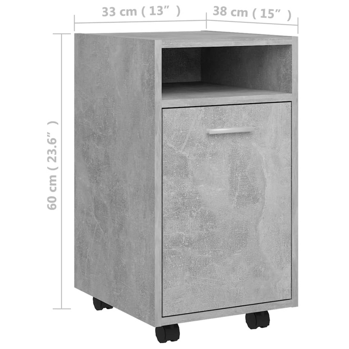 Modern Concrete Grey Side Cabinet with Wheels - Versatile & Stylish Storage Solution - Premium  from Home Treasures - Just £34.99! Shop now at Home Treasures